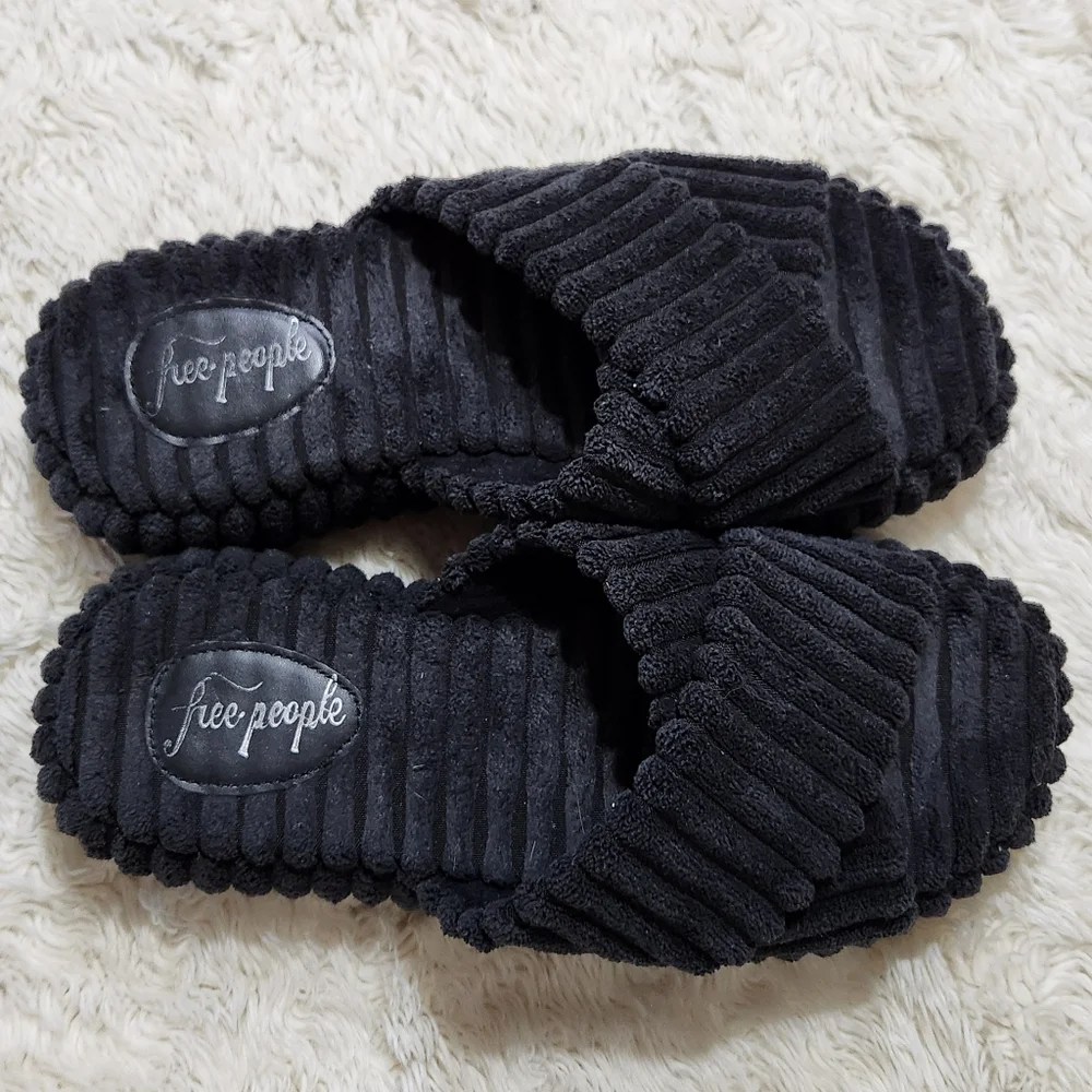 FREE PEOPLE Two Days In Ibiza Black Terry Slide Sandal Sz 9